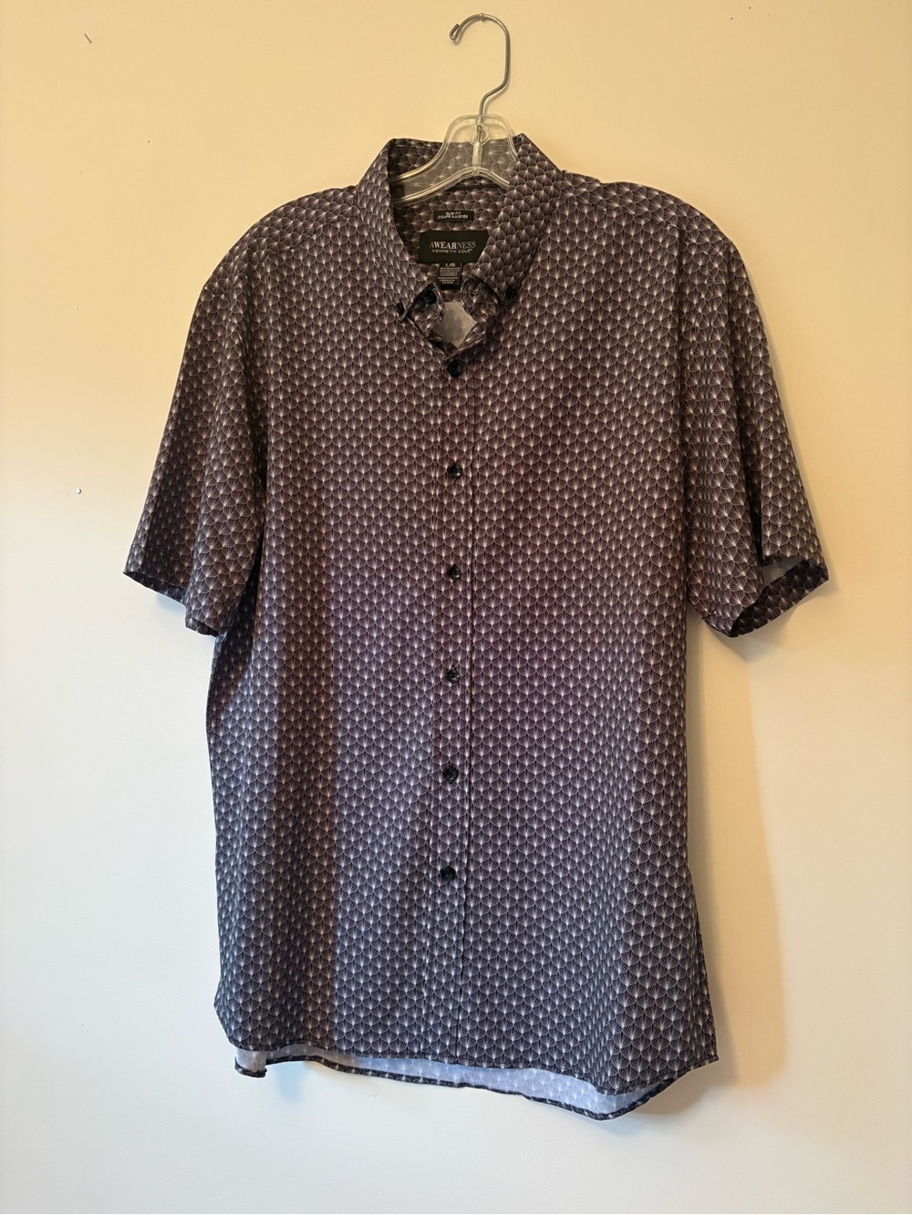 Awearness Kenneth Cole Men’s shirt Sleeve Shirt 4 Way Stretch Slim Fit Large